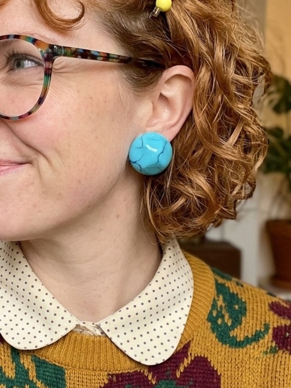 Retro Earrings Acrylic Blue Artsy Quirky 80s